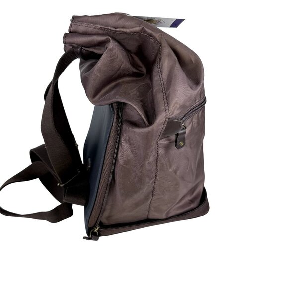 Levenger Glenroyal Chic Brown Nylon Packable Backpack Lightweight Compact Travel - Picture 4 of 12